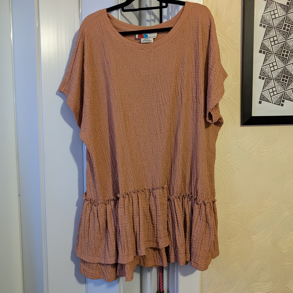 Women's Orange Ruffle Hem Top - Picture 5 of 6